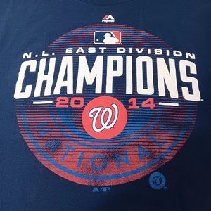Washington Nationals XL T Shirt MLB NL East Div Champs 2014 Majestic Baseball